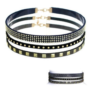 15350 - Choker - 3 piece set with gold studs
