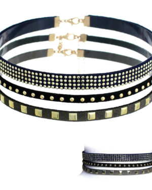 15350 - Choker - 3 piece set with gold studs