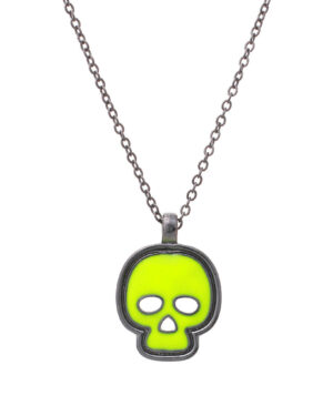 15943 - neon skull pendant neck, 16+3in