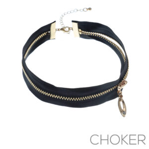 16167 - Black choker with zipper