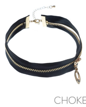 16167 - Black choker with zipper
