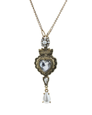 16683 - Antique Gold Heart Pendant Necklace