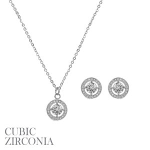 16927 - CZ Rhinestone 5 mm Round Shape Neck Set, 16+3", SIL