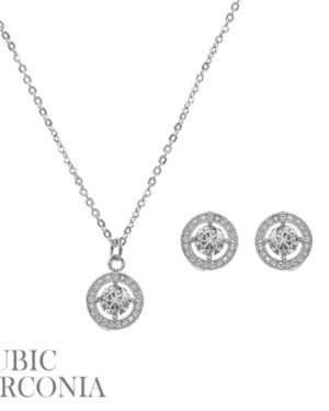 16927 - CZ Rhinestone 5 mm Round Shape Neck Set, 16+3", SIL