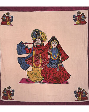 1841 - Velvet Scarf - Radha Krishna