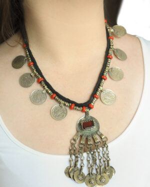 1855 - Necklace Afghan with pendant and coins