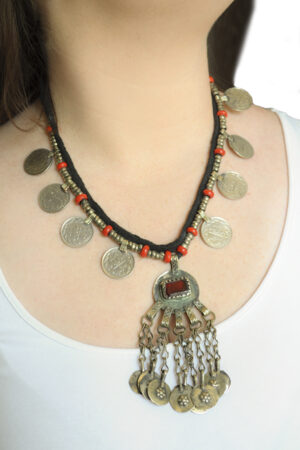 1855 - Necklace Afghan with pendant and coins