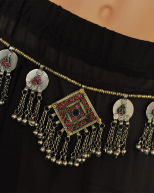 1947 - Belt - Afghan - Square Center with Circle ring flat coins ad bells - thin top
