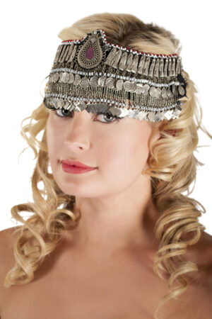 1951 - Head piece - Egyptian style with small coins and square coins - TEAR DROP CENTER PIECE