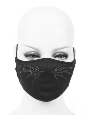 MK02301 - bat face mask - black, 97% cotton, 3% spandex with 2 removable filters