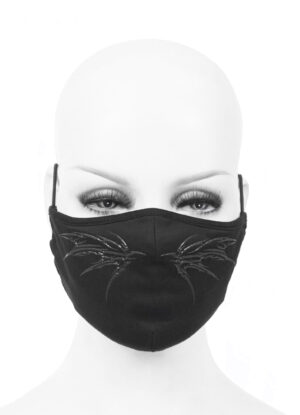 MK02301 - bat face mask - black, 97% cotton, 3% spandex with 2 removable filters