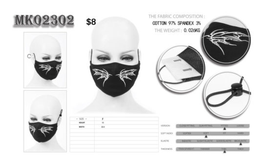 MK02302 - bat face mask - white - Image 8