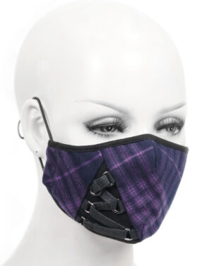 MK042 - Plaid with Laces Face Mask with 2 Removable Filters