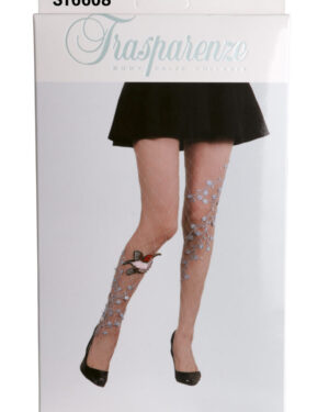 ST6608 - Fishnet Pantyhose floral - baby blue petals