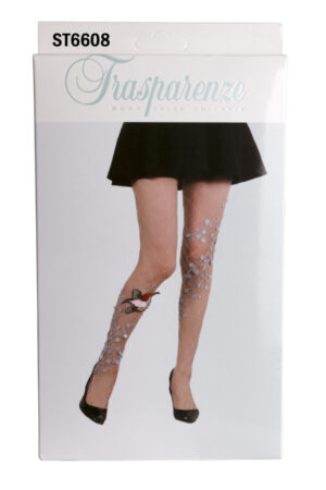 ST6608 - Fishnet Pantyhose floral - baby blue petals