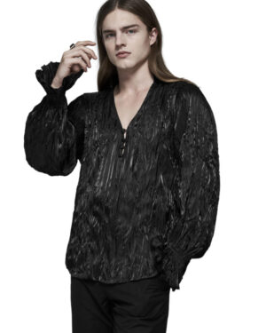 WY1154 - Gothic Black Feather Long Sleeve Shirt