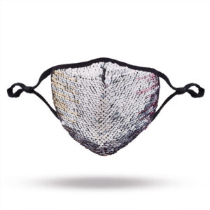 106361 - reversible sequin face mask with filter - silver multi