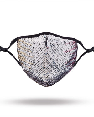 106361 - reversible sequin face mask with filter - silver multi