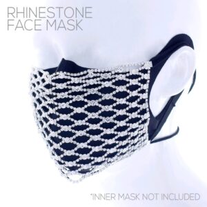 M04328 - s fishnet pattern rhinestone face mask