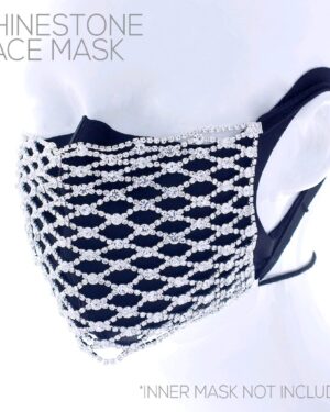 M04328 - s fishnet pattern rhinestone face mask
