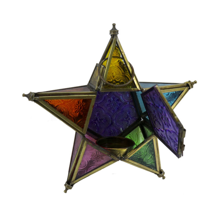 MS1699 - Lantern Iron & Glass, H(8") W(8") L(2")