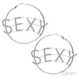 27009 - S Rhinestone 70 mm Sexy Word Hoops ER