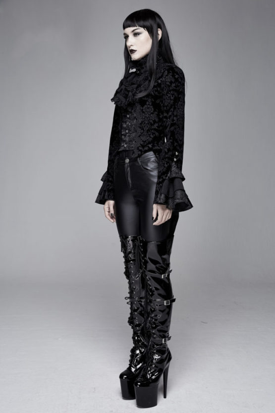 CT13301 - Victorian Black Velvet Burnout Jacket - Image 4