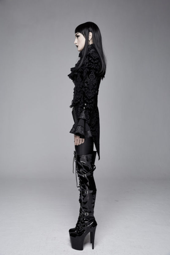 CT13301 - Victorian Black Velvet Burnout Jacket - Image 5