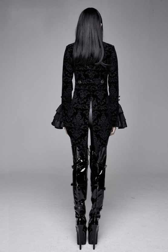 CT13301 - Victorian Black Velvet Burnout Jacket - Image 2
