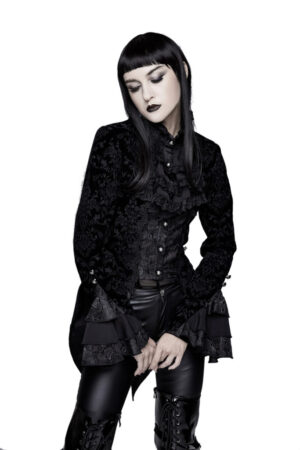 CT13301 - Victorian Black Velvet Burnout Jacket