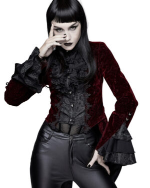 CT13302 - Victorian Red Velvet Burnout Jacket