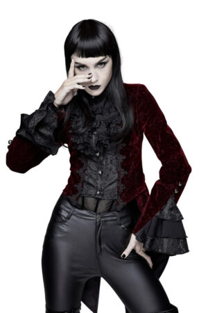 CT13302 - Victorian Red Velvet Burnout Jacket