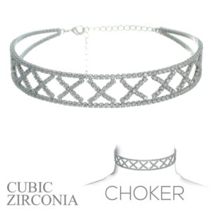 16151 - r x line cz choker, cubic zirconia