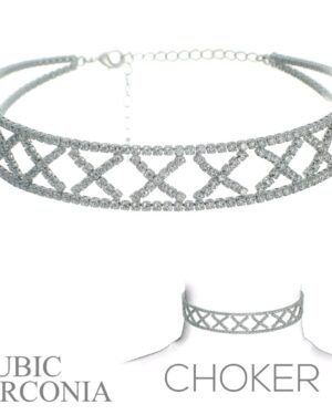 16151 - r x line cz choker, cubic zirconia