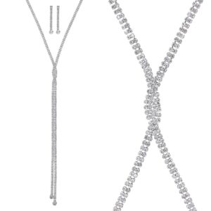 17512 - S Rhinestone Braided Long Neck ER Set, Lariat