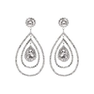 25922 - S Rhinestone 2 Line Pear Shape Post ER