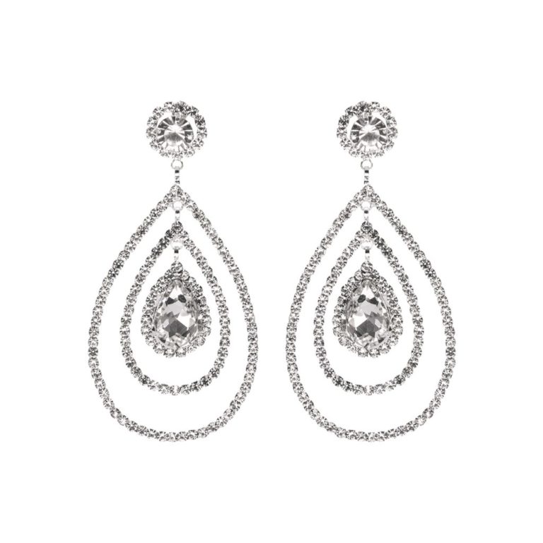25922 - S Rhinestone 2 Line Pear Shape Post ER