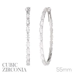 26374 - S Rhinestone CZ Baguette Cut Hoops ER, Cubic Zirconia