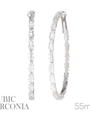 26374 - S Rhinestone CZ Baguette Cut Hoops ER, Cubic Zirconia