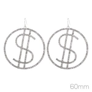 26675 - S Rhinestone 60 mm Round $ Sign, Dollar