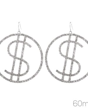 26675 - S Rhinestone 60 mm Round $ Sign, Dollar