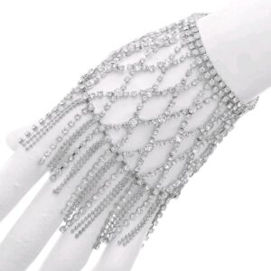 83186 - S Rhinestone Net Pattern Fringe Bracelet