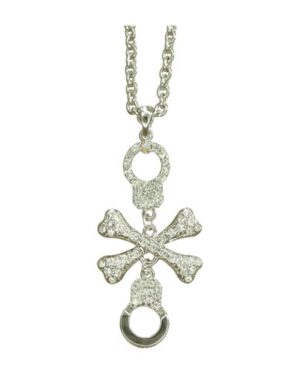 RSN2085 - Rhinestone Cross Bone, Handcuff Necklace