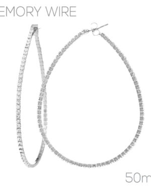 25659 - Pear-Shaped Silver Hoops - 40 mm