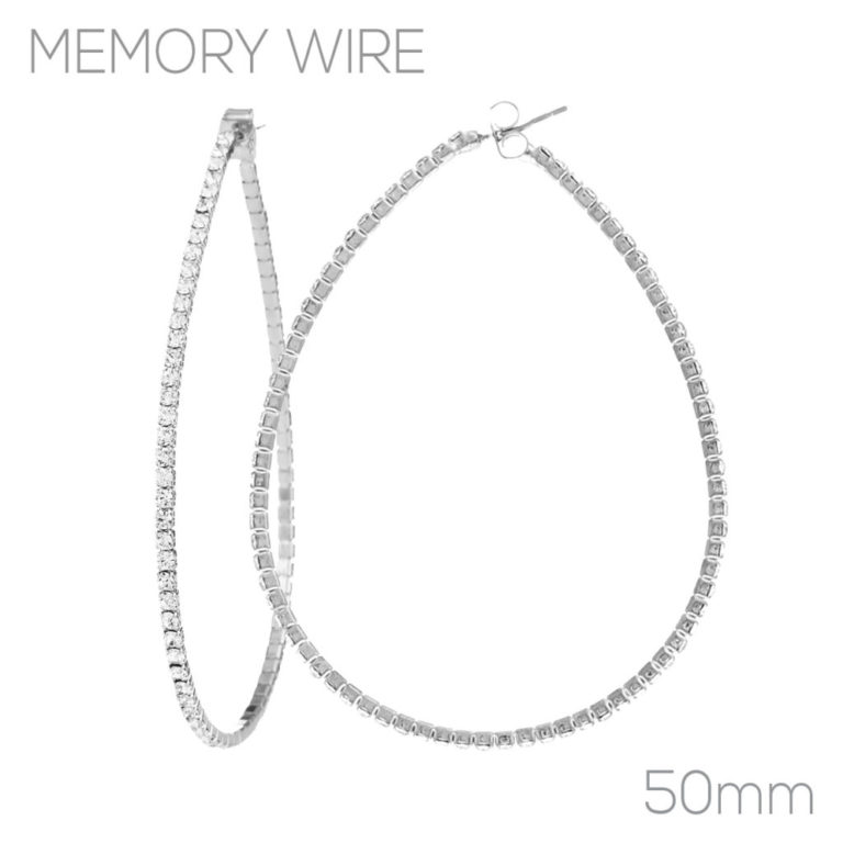 25659 - Pear-Shaped Silver Hoops - 40 mm