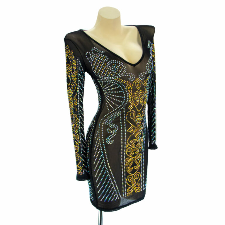 7198 - Rhinestone Mesh Dress - Image 2