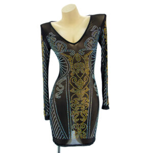 7198 - Rhinestone Mesh Dress