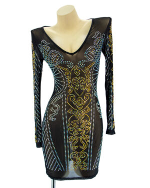 7198 - Rhinestone Mesh Dress