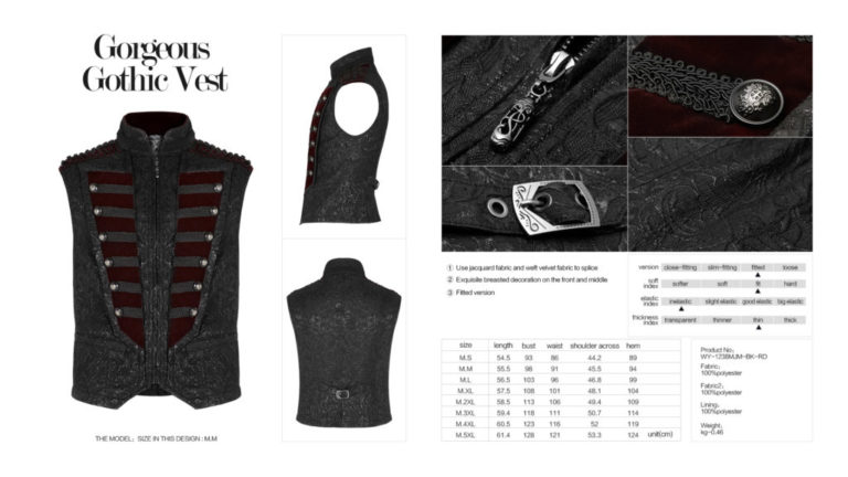 WY1238 - Gorgeous Gothic / pirate vest - Image 11