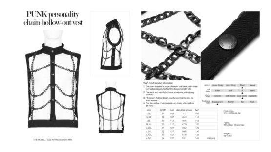 WY1287 - Punk personality chain hollow-out vest - Image 14